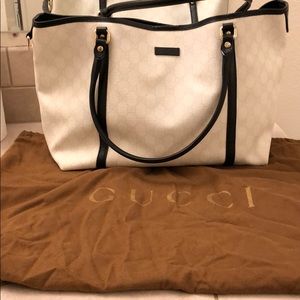 Authentic White and Black canvas Gucci Bag